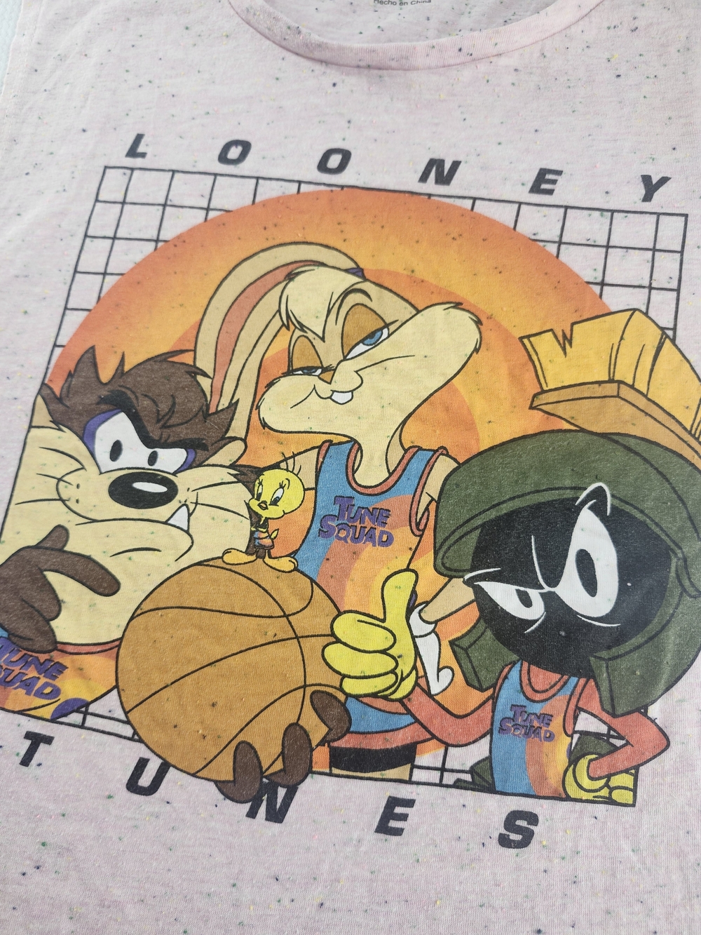 Space Jam Women's XL Pink Speckled Looney Tunes Graphic Tank Top Sleeveless